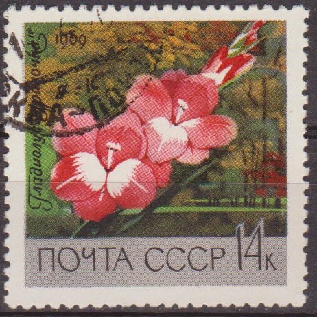 z vendido Rusia URSS 1969 Scott 3600 Sello Flora Flor Gladiolo Ural Girl Usado Russia 